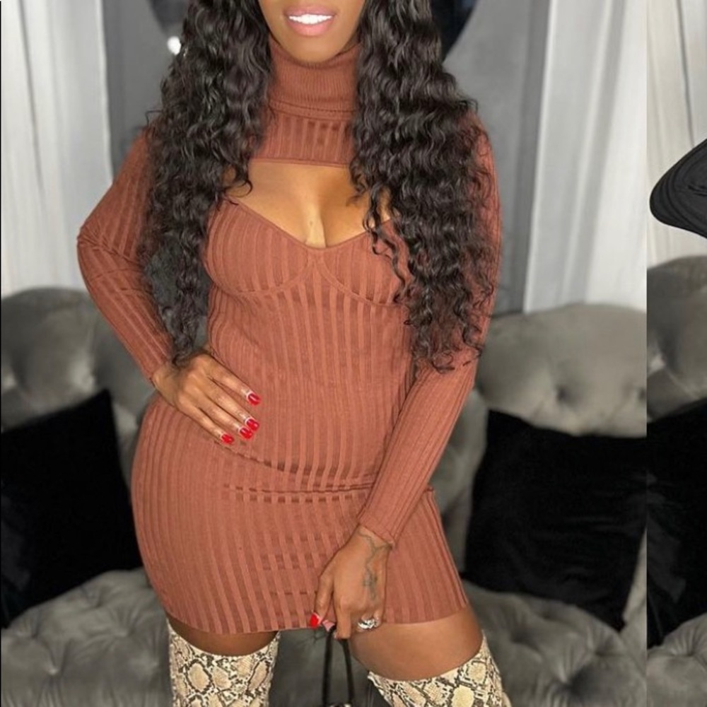 Coco Brown Cut-Out Sweater Dress - Picture 9 of 9